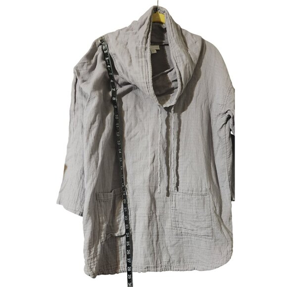 Pure Jill Womens Minimalist Gray Cowl Neck Top With Pockets 100% Cotton Size S - Picture 6 of 7